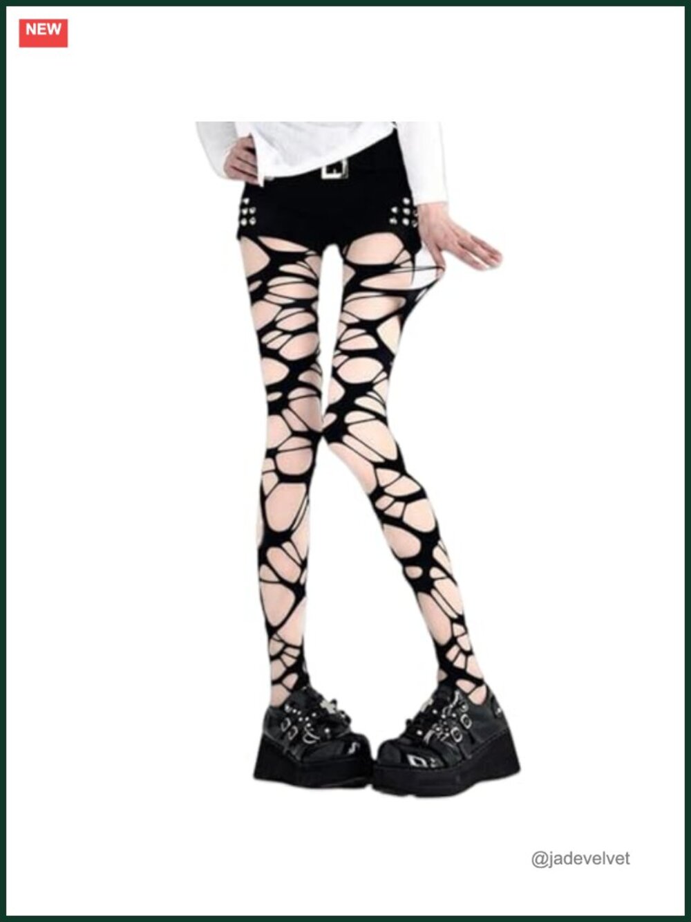 Ripped Fishnet Tights Cotton Nylon Gothic Punk Halloween Costume Accessory